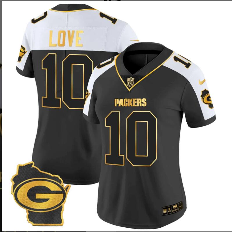 Women Green Bay Packers #10 Love Home Patch Gold Vapor 2024 NFL Nike black jerseys->indianapolis colts->NFL Jersey